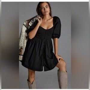 Maeve by Anthropologie Puff-Sleeve Sweetheart Mini Dress | Size M